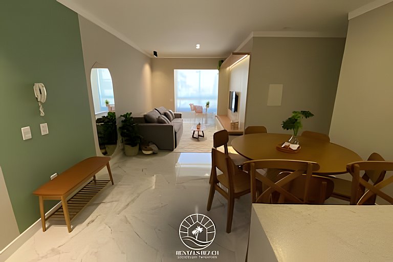 Apto com ar-condicionado | Piscina | 3 min do mar
