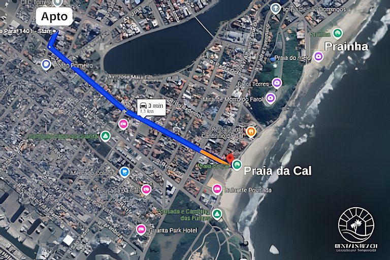Apto com ar-condicionado | Piscina | 3 min do mar