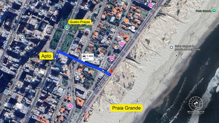 Apto Quatro Praças com ar e a 200mts do mar