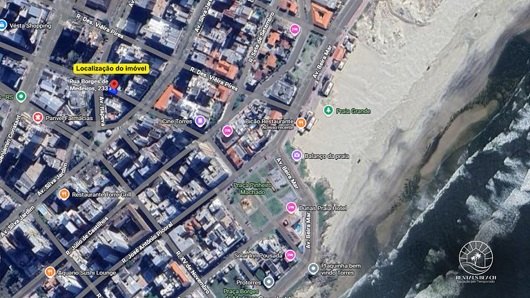 Apto central | Ar condicionado | 200mts do mar