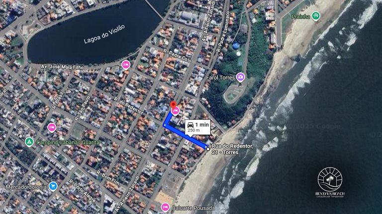 Apto p/ 5 pessoas a 200m do mar com ar em Torres