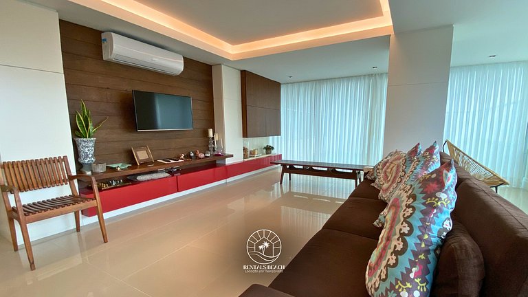 Apto 3 suíte com piscina a 190mts do mar