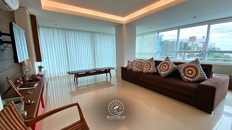 Apto 3 suíte com piscina a 190mts do mar