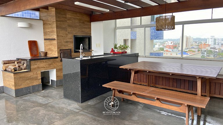 Apto 3 suíte com piscina a 190mts do mar