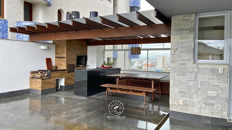 Apto 3 suíte com piscina a 190mts do mar