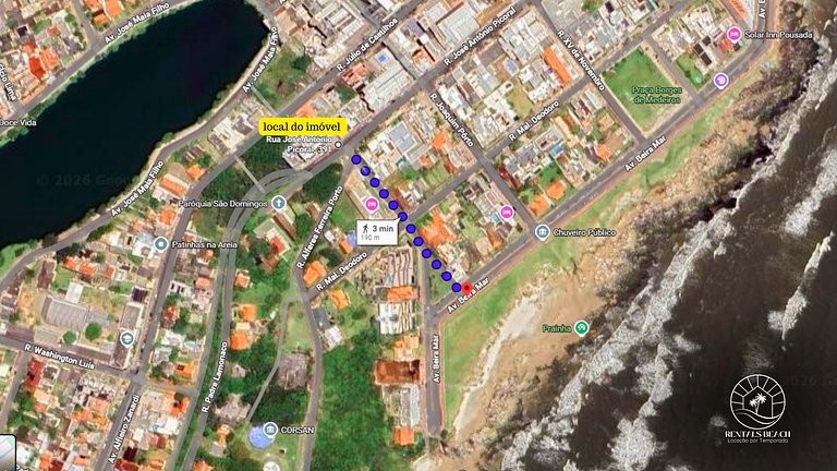 Apto 3 suíte com piscina a 190mts do mar