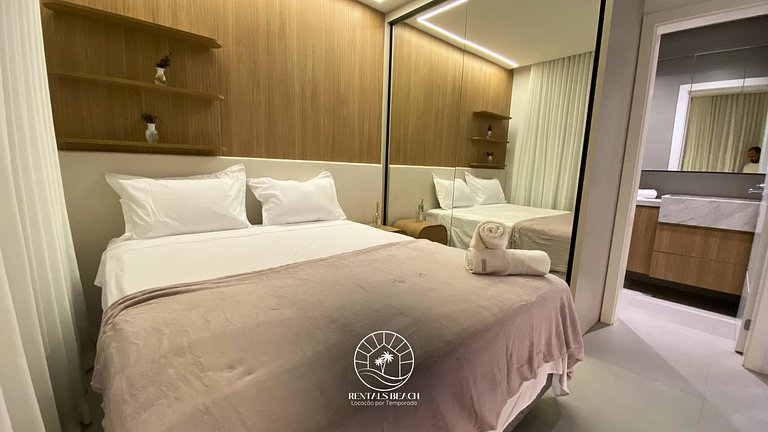 Studio a 150m da praia | ar-condicionado e piscina