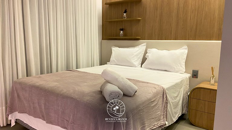 Studio a 150m da praia | ar-condicionado e piscina