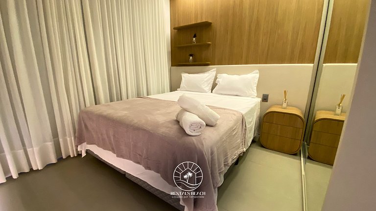 Studio a 150m da praia | ar-condicionado e piscina