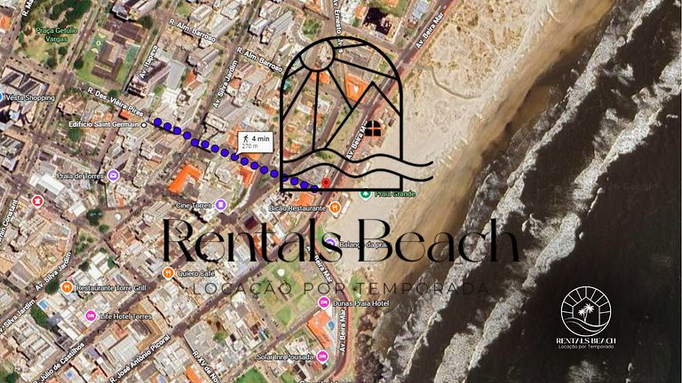 Apto 3 Quartos a 270m do Mar em Torres | Rentals Beach