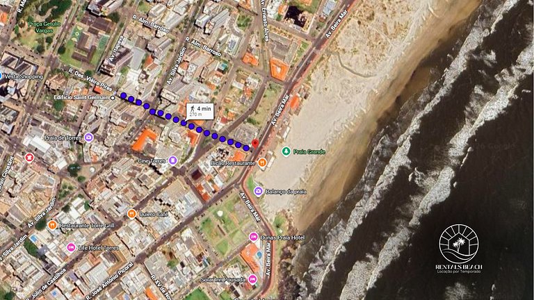 Apto 3 quartos com varanda a 270 mts do mar