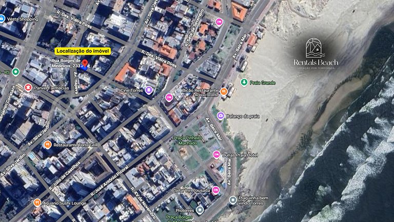 Aluguel Temporada Central em Torres | 290m do mar